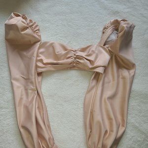 House Of CB Jana Blush Satin Puff Sleeve Bralette